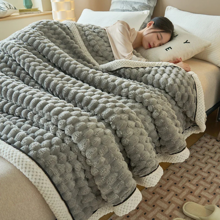 Cloud Cuddle Decke | Luxuriöse Kuscheldecke mit Bubble-Textur und Sherpa-Fleece