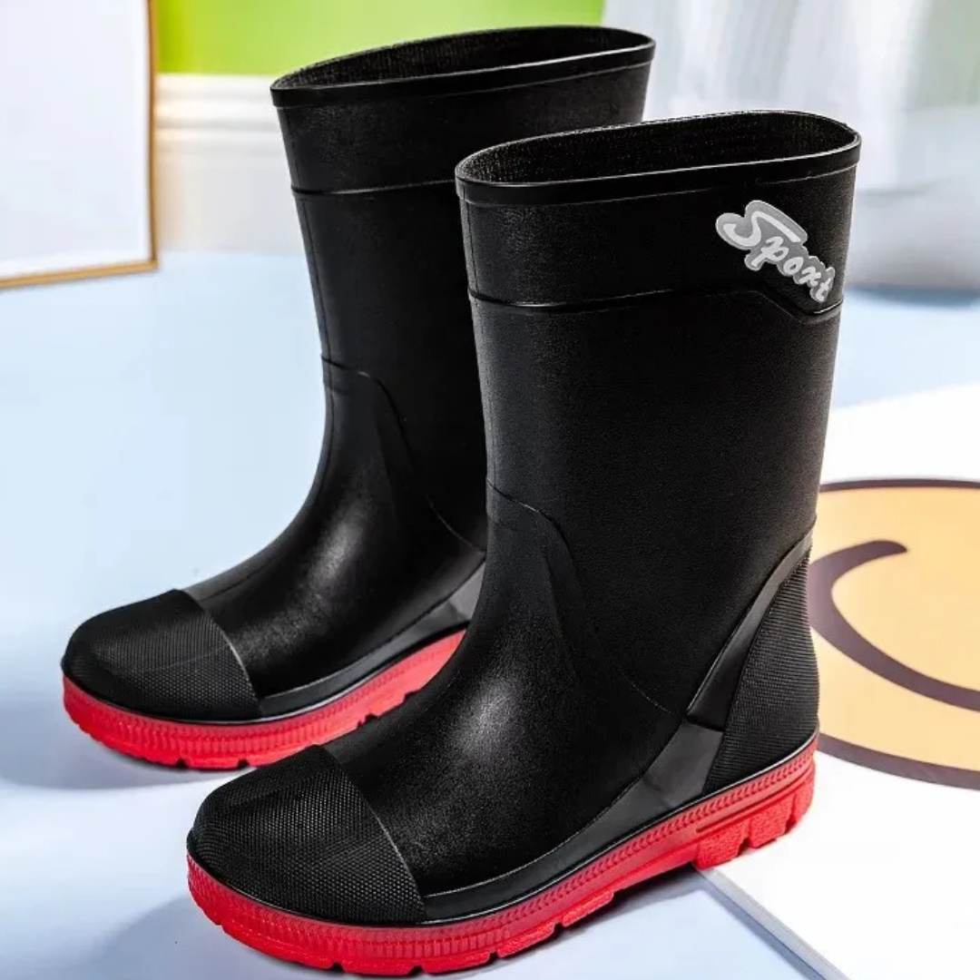 Regenstiefel für den Herbst - Hohe Wasserdichte PVC Gummistiefel mit rutschfester Sohle für Herren