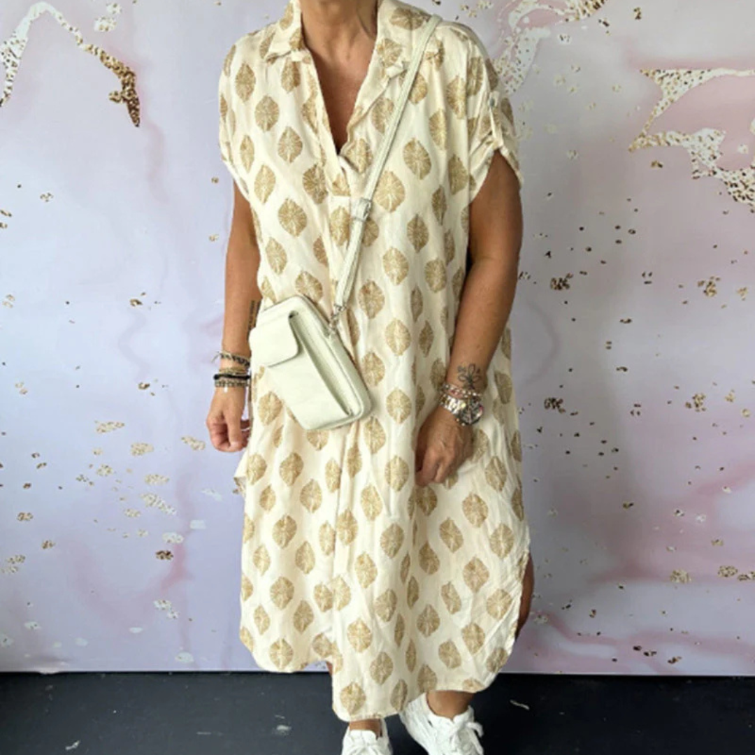 Polkadot Sommer Kleid - Damen Frühlingskleid mit Revers