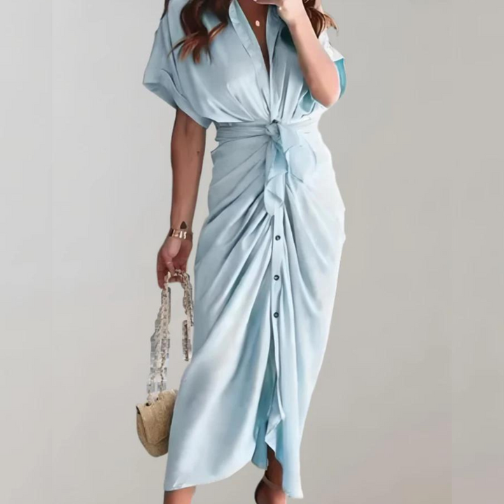 Amelie Midikleid | Elegantes Kleid mit halblangen Ärmeln und stilvollem Taillenband