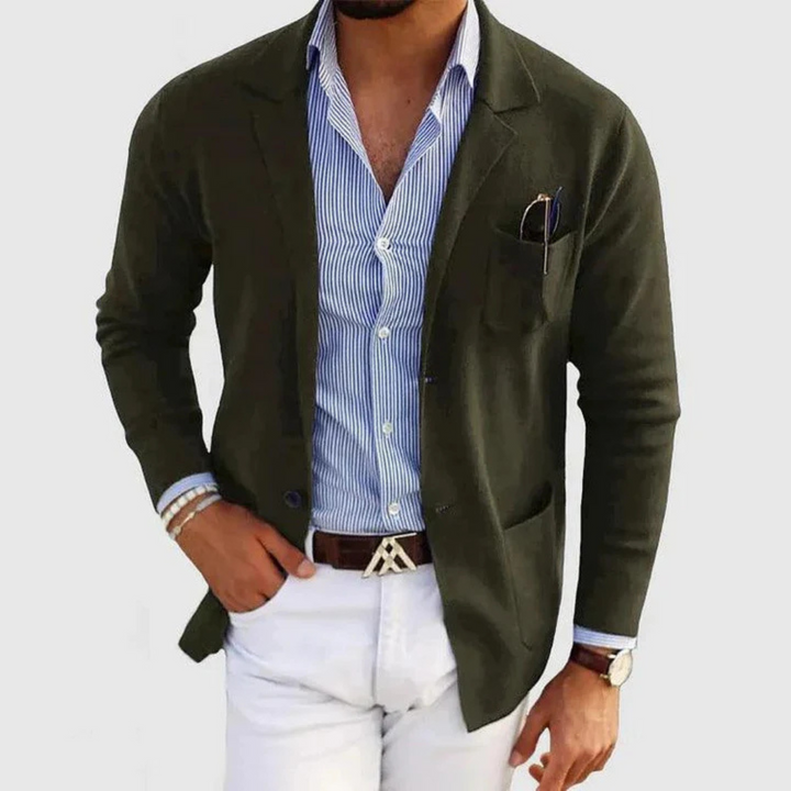 Maximilian Strickjacke | Elegante Braune Herren Jacke Mit Revers Büro-Stil
