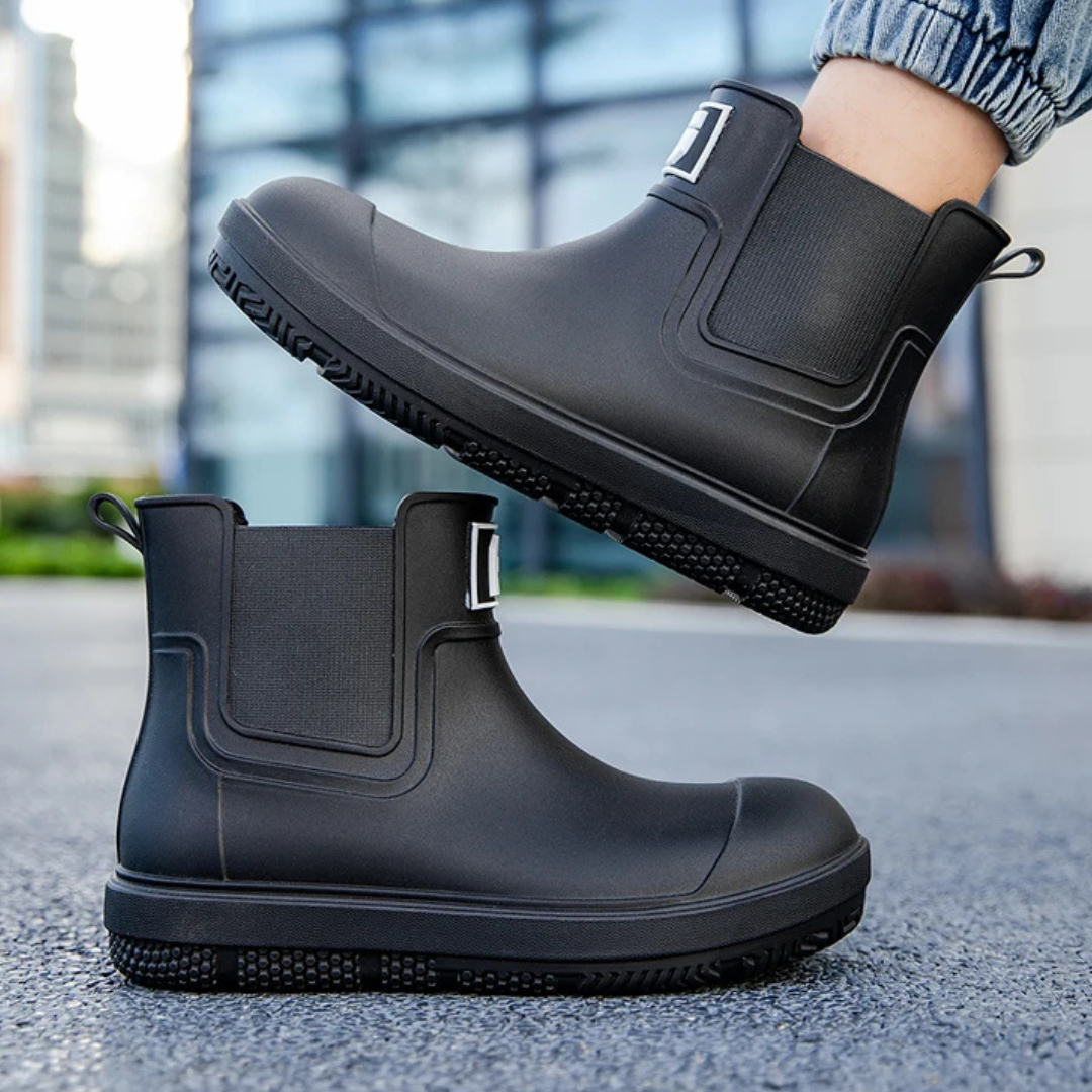 Regenstiefel für den Herbst - Halbhohe Wasserdichte Gummistiefel mit rutschfester Sohle für Herren