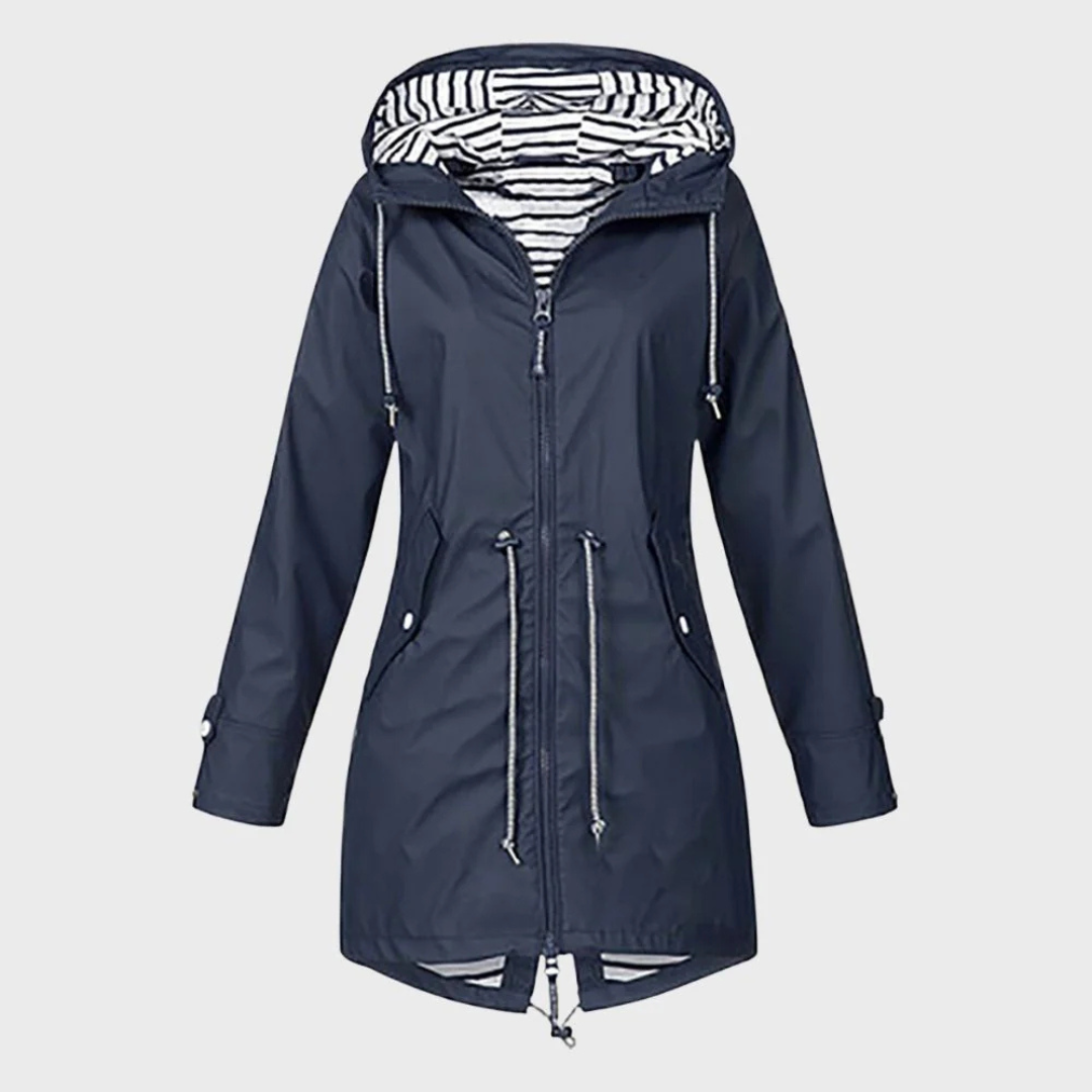 Regenjacke für den kalte Tage - Wasserdichte Lange Windbreaker mit Kapuze für Damen