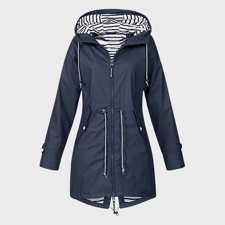 Regenjacke für den kalte Tage - Wasserdichte Lange Windbreaker mit Kapuze für Damen