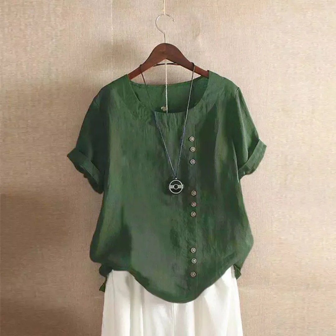 Monika Leinenbluse Oktoberfest | Luftige Damen Bluse mit Knopfleiste