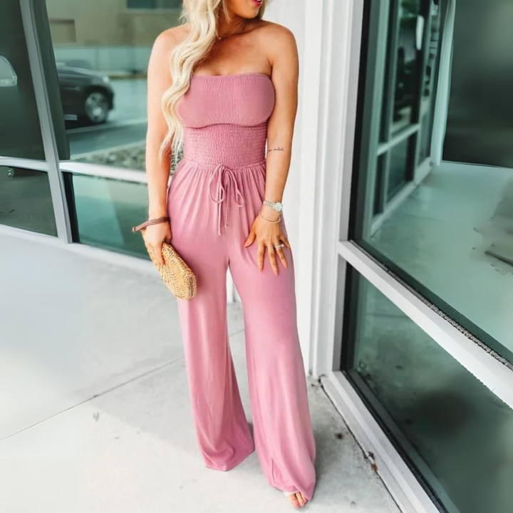 Mia Jumpsuit | Eleganter Bandeau-Overall mit weitem Bein für Damen