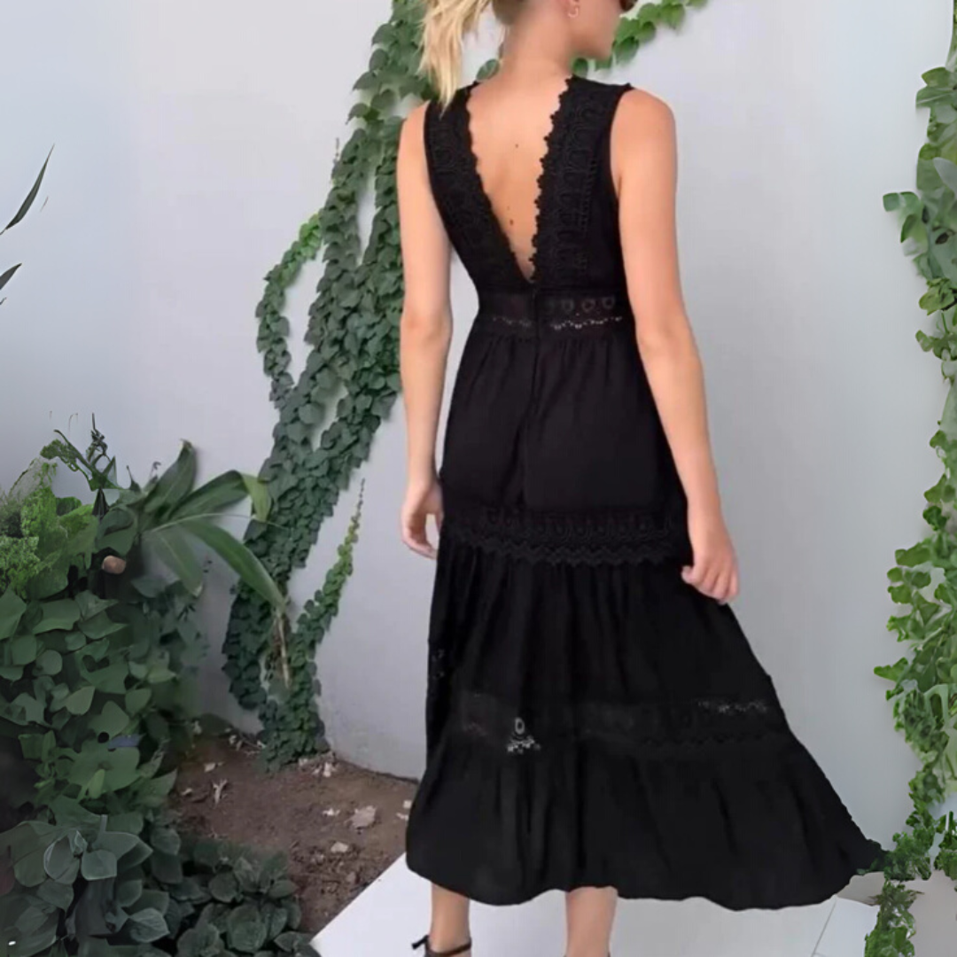 Sabrina Spitzenkleid | Elegantes Boho-Kleid mit V-Ausschnitt für Frauen