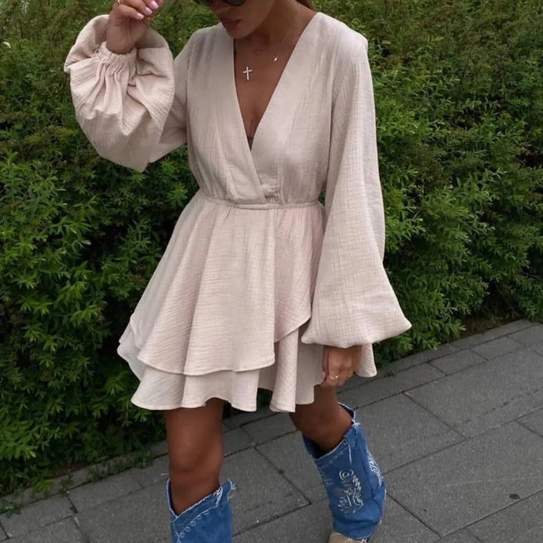 Birgit Volant-Kleid | Elegantes Minikleid mit Ballonärmeln für Frauen
