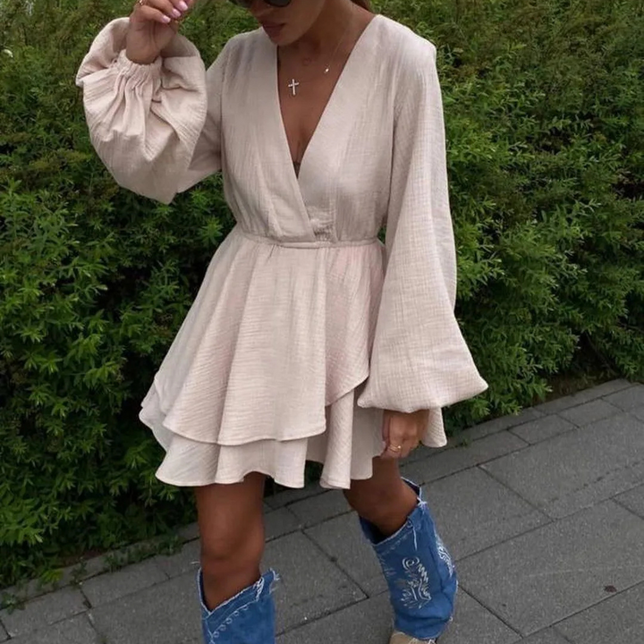 Birgit Volant-Kleid | Elegantes Minikleid mit Ballonärmeln für Frauen
