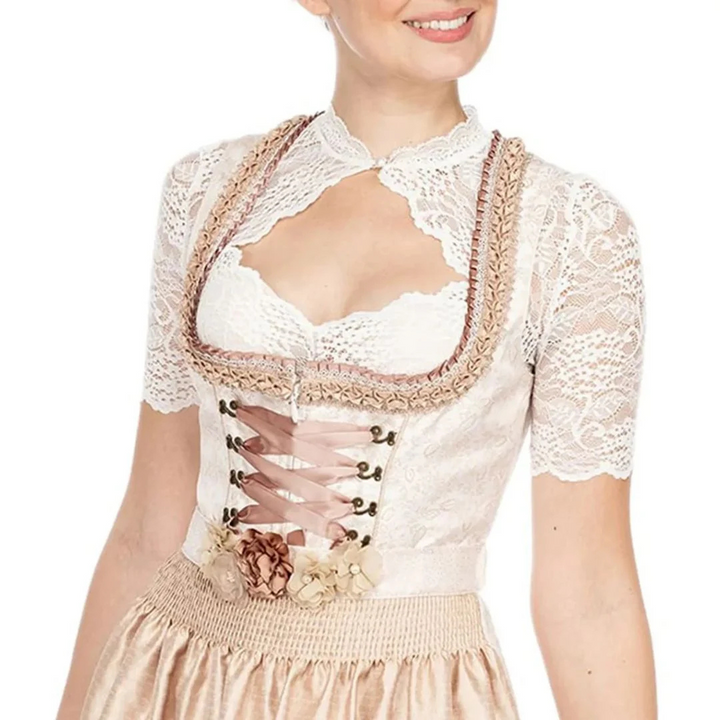 Oktoberfest Dirndlbluse | Traditionelle Trachten Bluse mit Spitzenärmeln