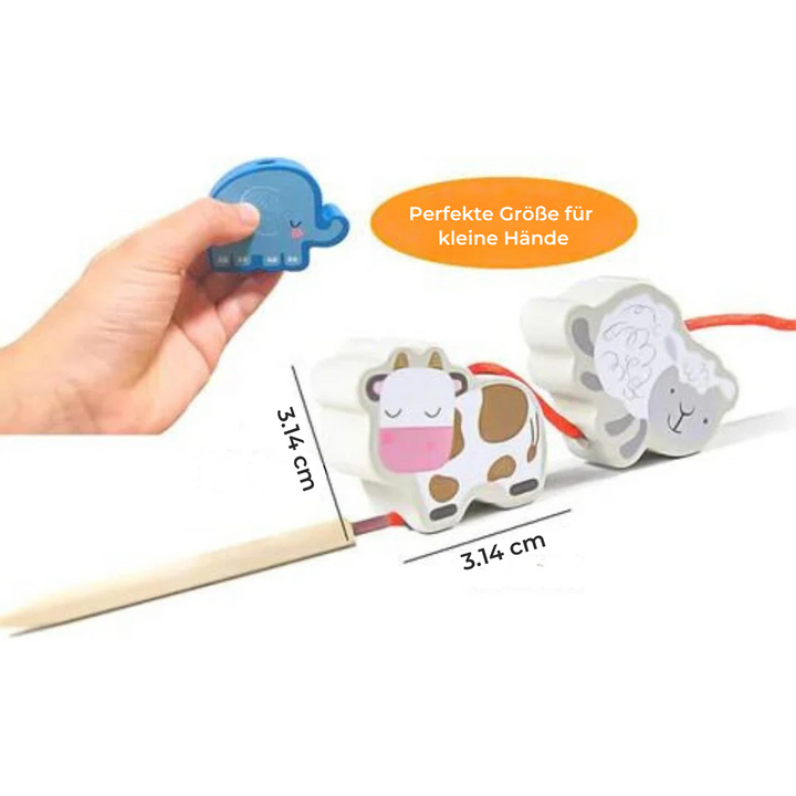 Frucht Fädelspiel | Montessori Spielzeug mit Obst, Tieren und Gemüse