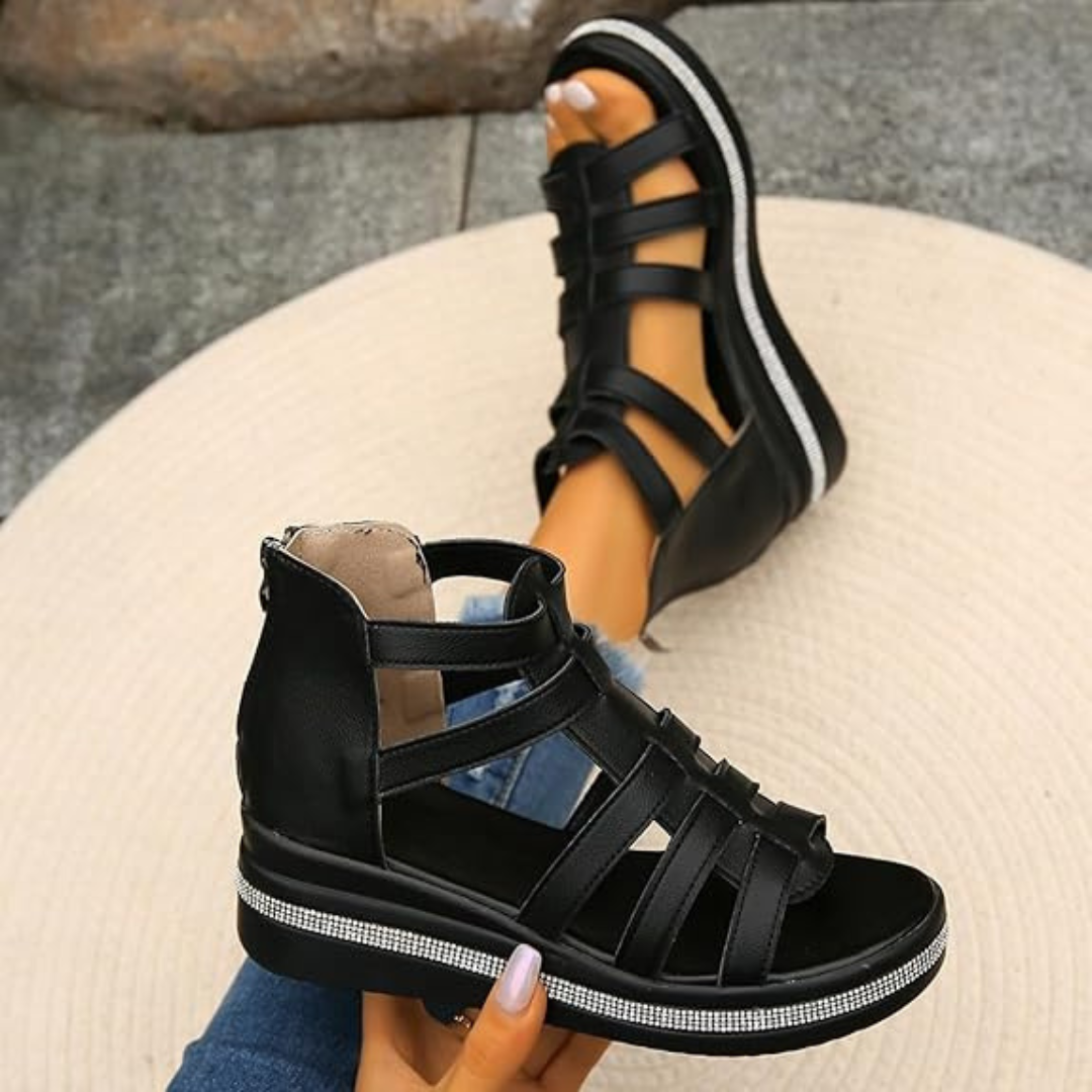 Plateau Sandalen für Damen - Bequeme Sommersandaletten mit Fußbett für heiße Tage