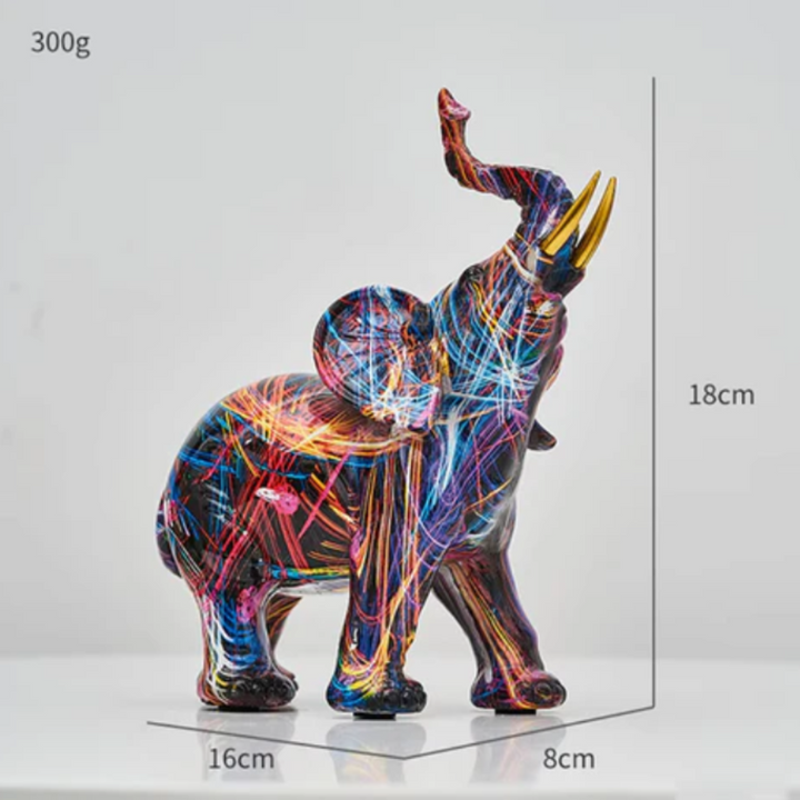 Graffiti-Elefant Kunstfigurine | Moderne Street-Art Dekoration mit bunten Farbspritzern für Zuhause
