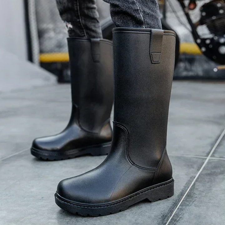 Regenstiefel für den Herbst - Halbhohe Bequeme Wasserdichte PVC Gummistiefel mit rutschfester Sohle für Herren