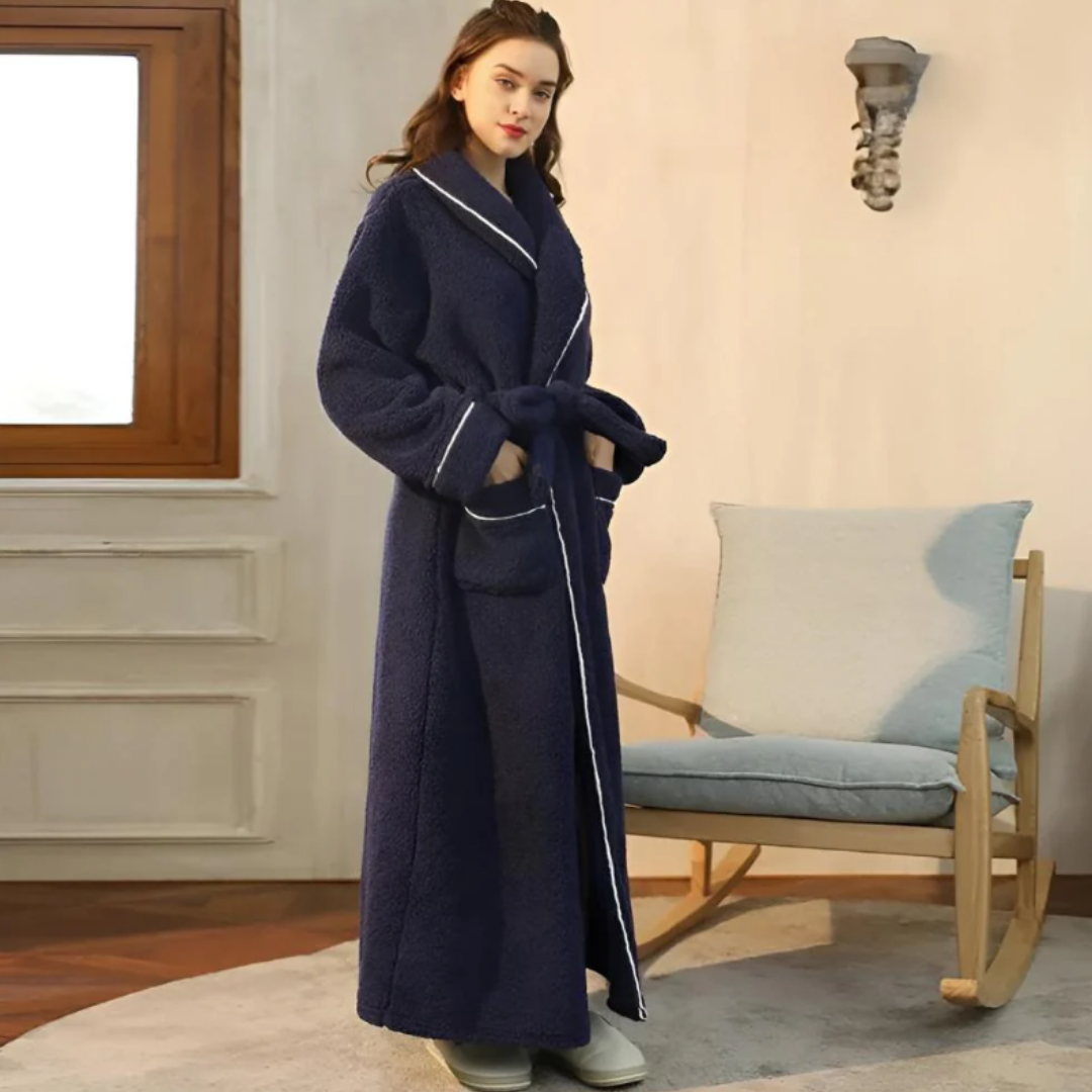 Luxuriöser Sherpa Bademantel aus Coral Fleece mit Schalkragen für Damen und Herren