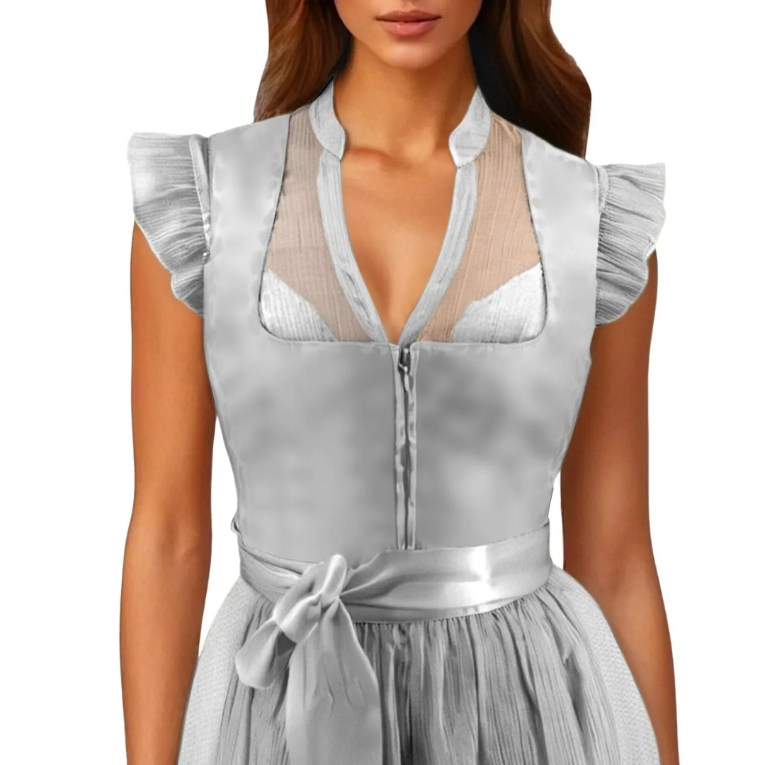 Marie Oktoberfest Bluse | Trachten-Bluse mit Rüschen und Schleife für Damen