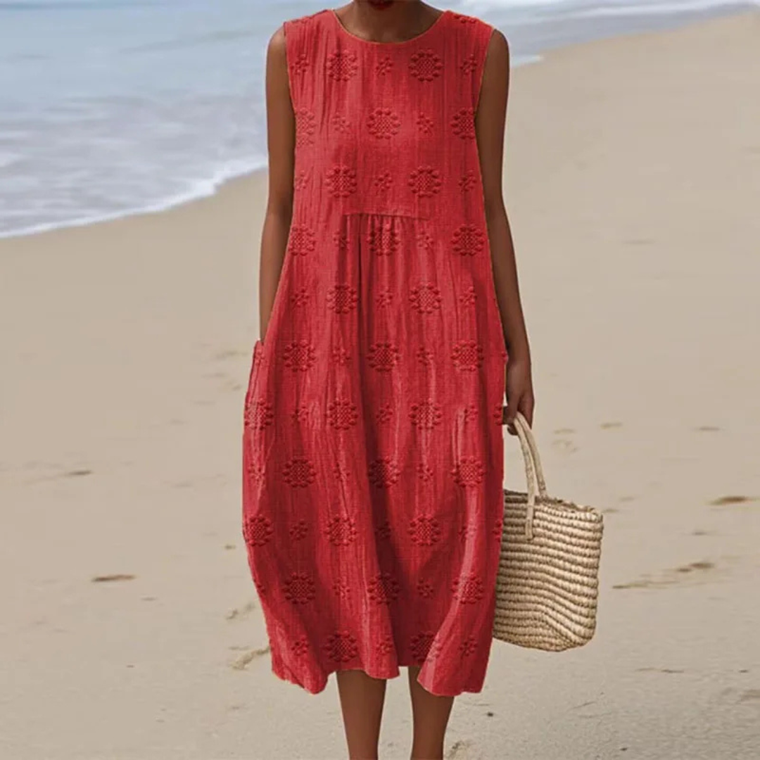 Ingrid Vintage-Kleid | Ärmelloses Sommerkleid mit Blumenmuster für Frauen