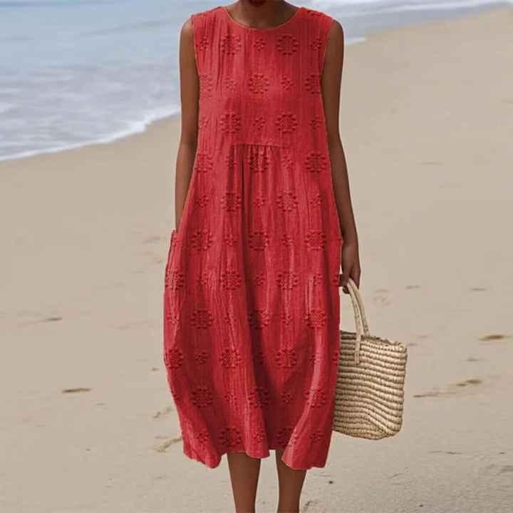 Ingrid Vintage-Kleid | Ärmelloses Sommerkleid mit Blumenmuster für Frauen