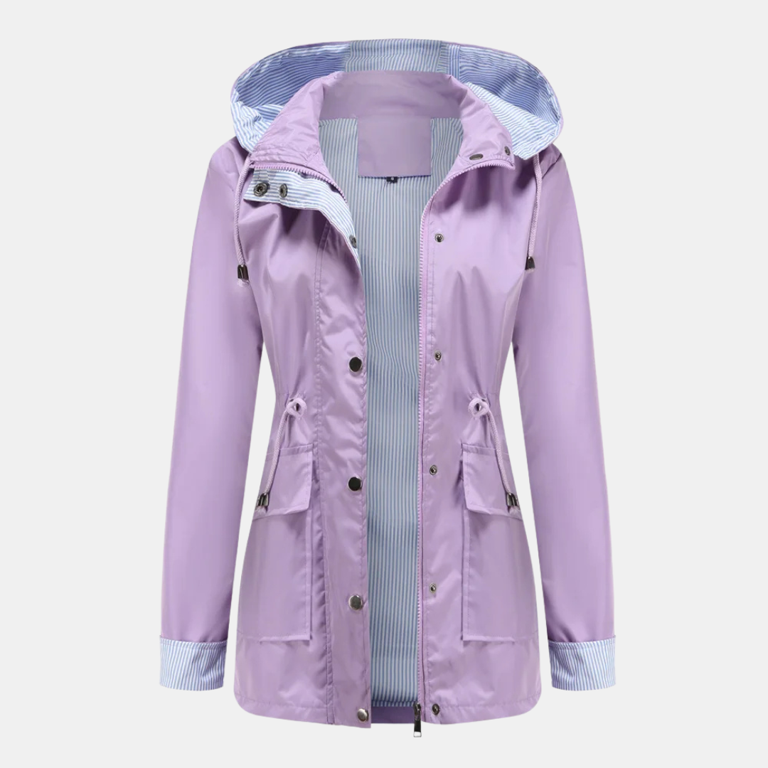 Regenjacke für den Herbst -  Wasserfeste Übergangsjacke mit Kapuze für Damen