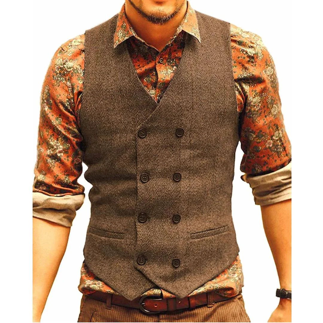 Andreas Herrenweste Oktoberfest | Elegante Herren Weste mit doppelter Knopfleiste