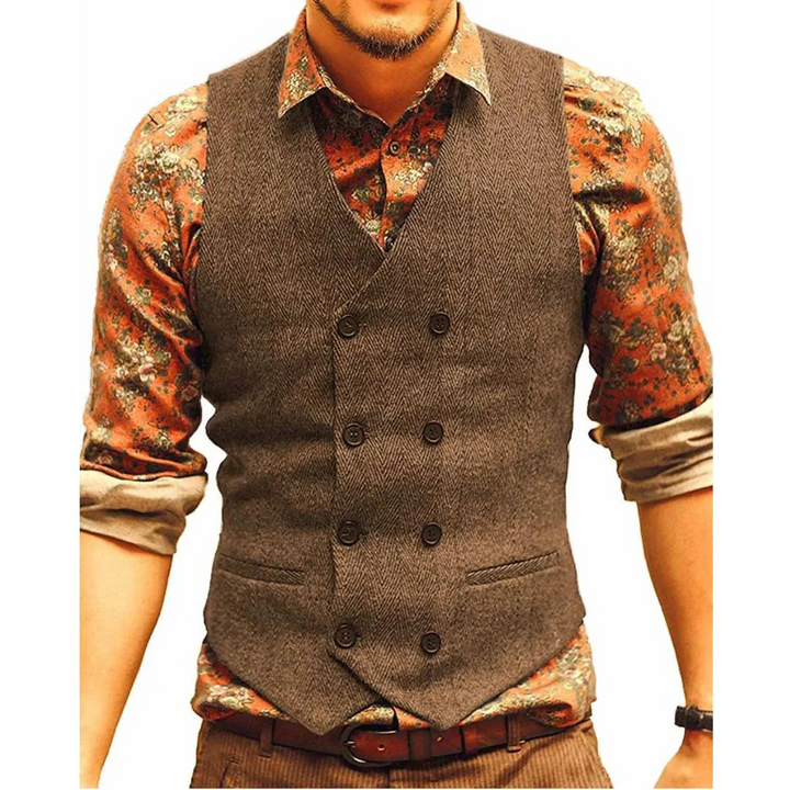 Andreas Herrenweste Oktoberfest | Elegante Herren Weste mit doppelter Knopfleiste