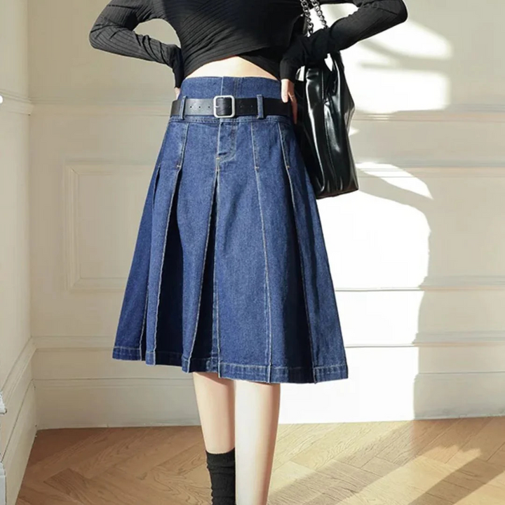 Stefanie Jeansrock Oktoberfest | Moderner Damen Denim Rock mit Falten