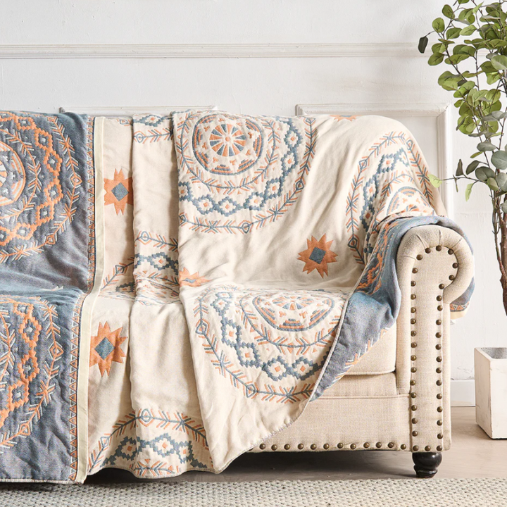 Serene Mandala Wohndecke | Boho-Baumwolldecke für Zuhause und Outdoor