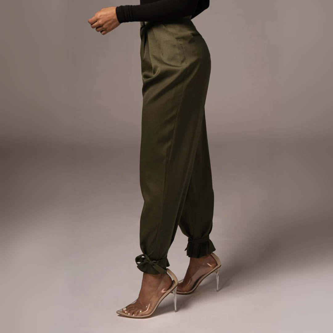 Claudia Satin-Hose | Elegante High-Waist Hose mit Schnürung für Frauen