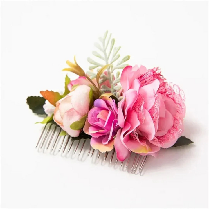 Britta Blütenkamm Oktoberfest | Romantische Damen Haarspange mit Seidenblüten