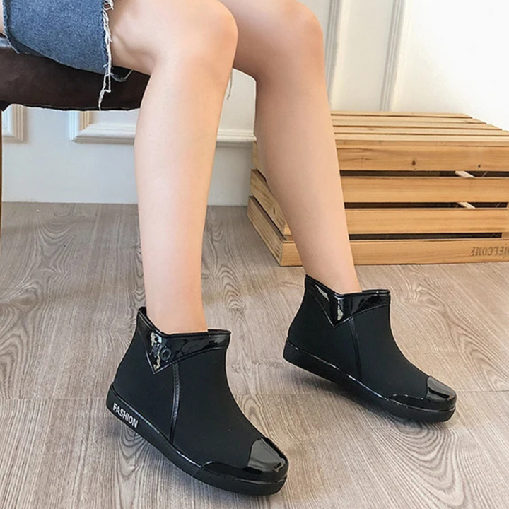 Regenstiefel für den Herbst - Wasserdichte Ankle Gummistiefel mit Reißverschluss für Damen