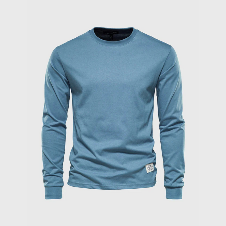 Niklas Langarmshirt | Klassisches Grünes Herren Baumwollshirt Rundhals