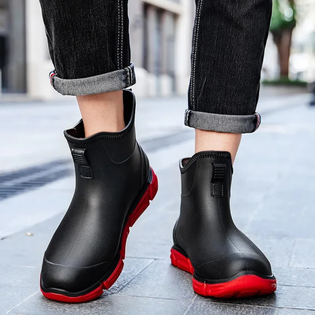 Regenstiefel für den Herbst - Hohe Wasserdichte PVC Gummistiefel mit rutschfester Sohle für Herren