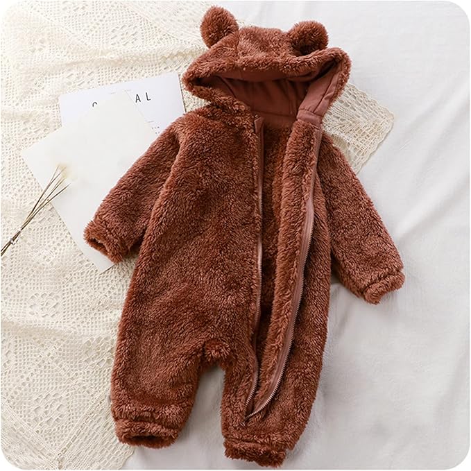 Gemütlicher Bärenanzug | Warmer Overall aus weich gefüttertem Fleece für Babys