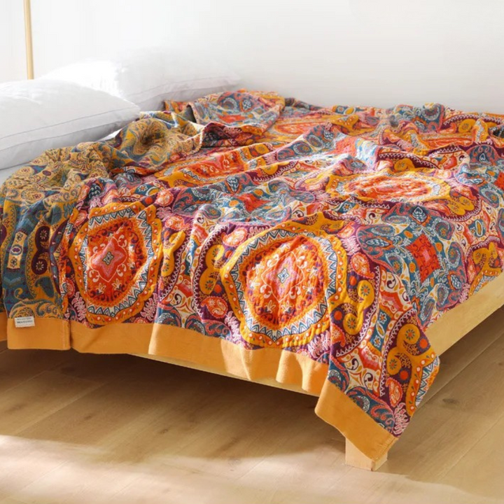 Sunrise Boho-Decke | Leichte Wende-Sommerdecke aus atmungsaktiver Baumwolle
