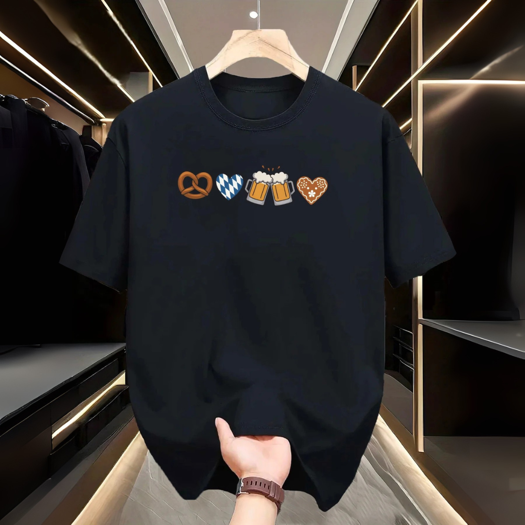Gerhard Oktoberfest T-Shirt | Minimalistisches Bierfest Shirt mit Symbol-Reihe für Herren
