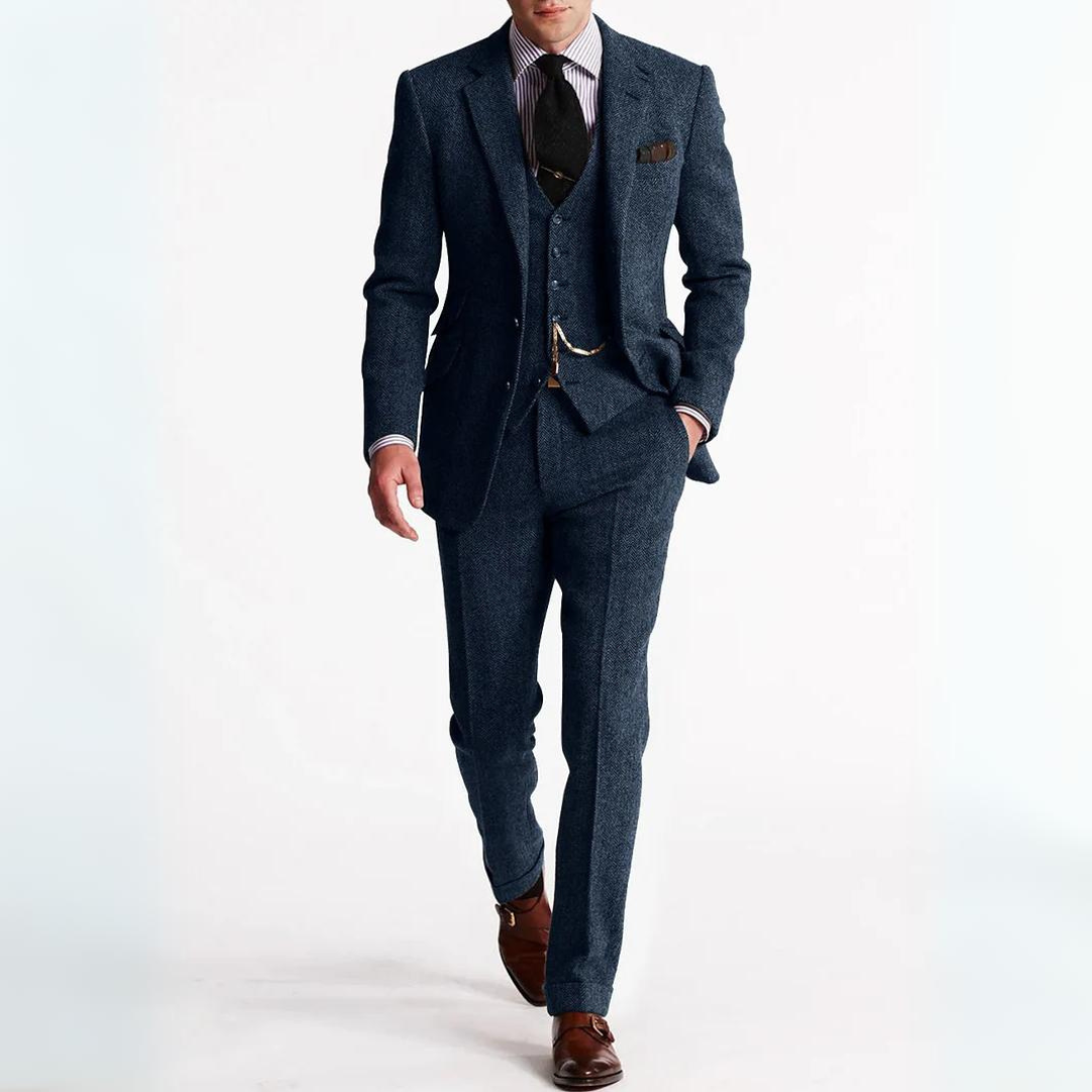 Erik 3-teiliges Set für Herren | einem schlichten Business-Blazer, einer Weste und Hose