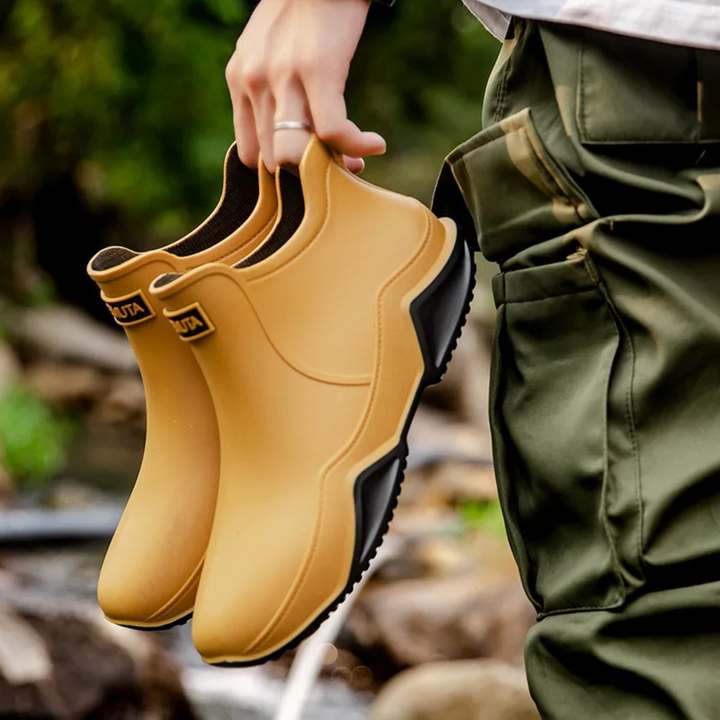 Regenstiefel für den Herbst - Wasserdichte Halbhohe Gummistiefel mit rutschfester Sohle für Damen