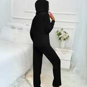 Demi Hoodie-Set | Geripptes Kapuzenoberteil mit Jogginghose