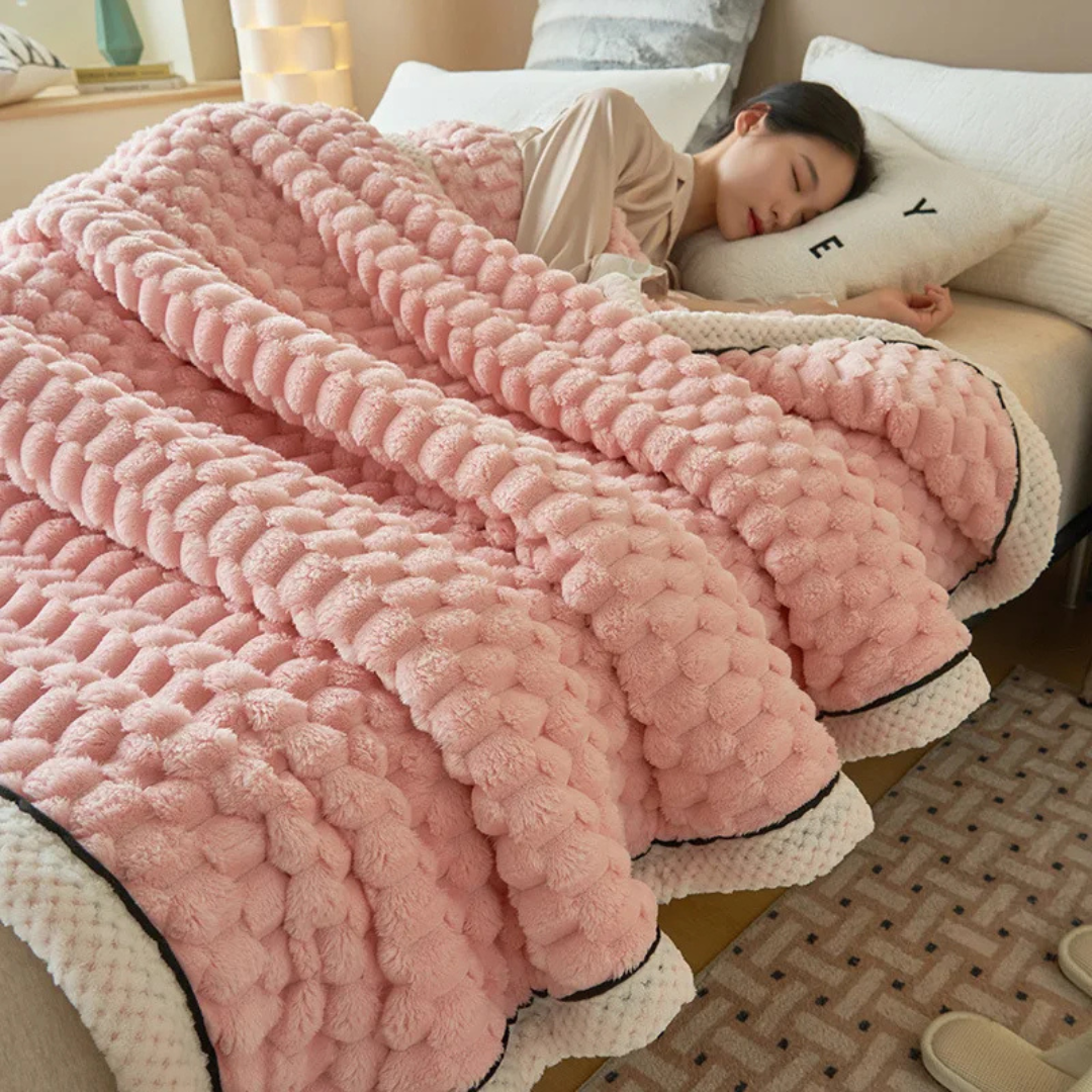 Cloud Cuddle Decke | Luxuriöse Kuscheldecke mit Bubble-Textur und Sherpa-Fleece