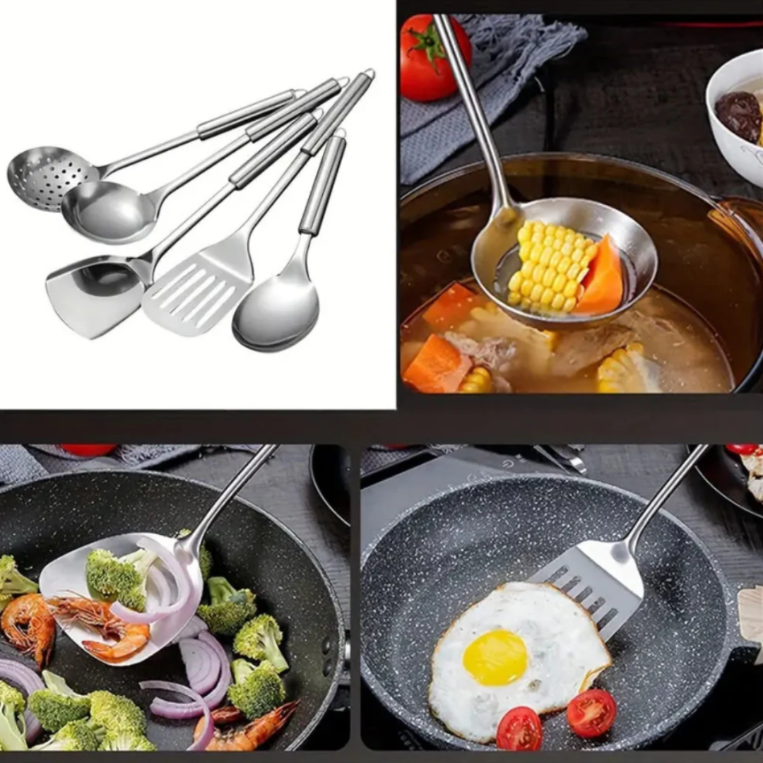 Premium Edelstahl Küchenutensilien | 5-teiliges Kochbesteck Set