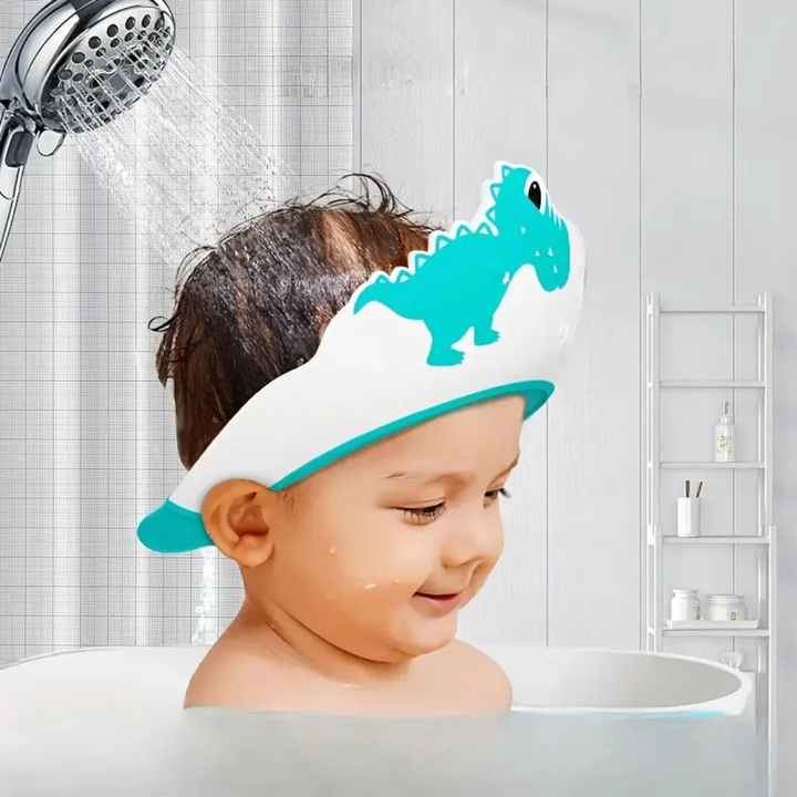 SplashSafe Dino | Wasser und Shampoo-sichere Badekappe