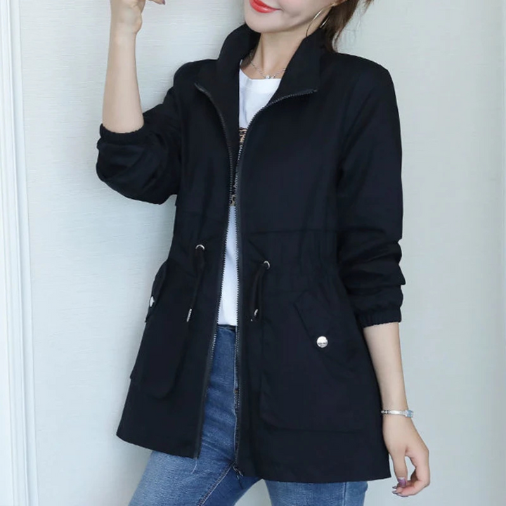 Regenjacke für den Herbst - Wasserdichte Übergansjacke mit Stehkragen für Damen