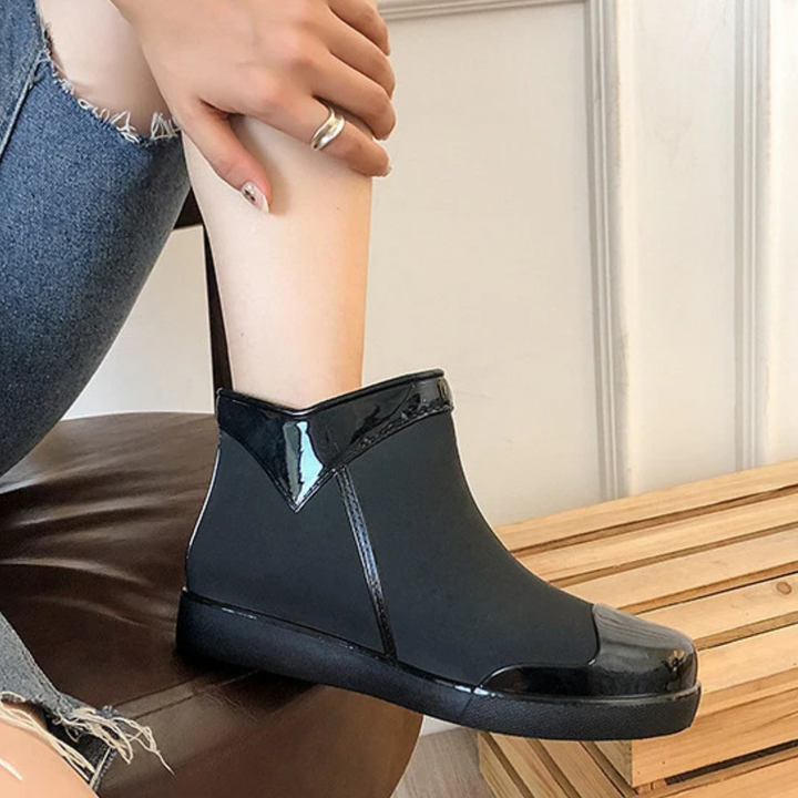 Regenstiefel für den Herbst - Wasserdichte Ankle Gummistiefel mit Reißverschluss für Damen