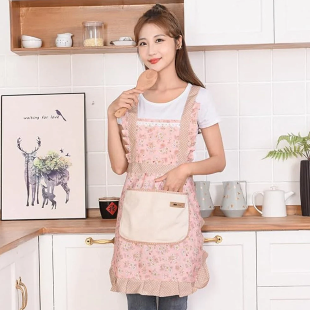 Sweet Flora Küchenschürze | Wasserdichte Kochschürze mit Blumenmuster