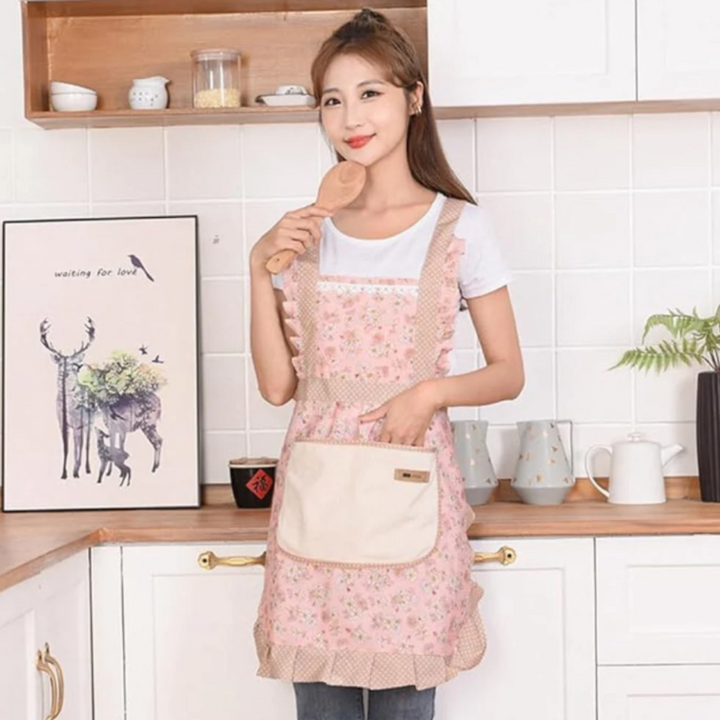 Sweet Flora Küchenschürze | Wasserdichte Kochschürze mit Blumenmuster