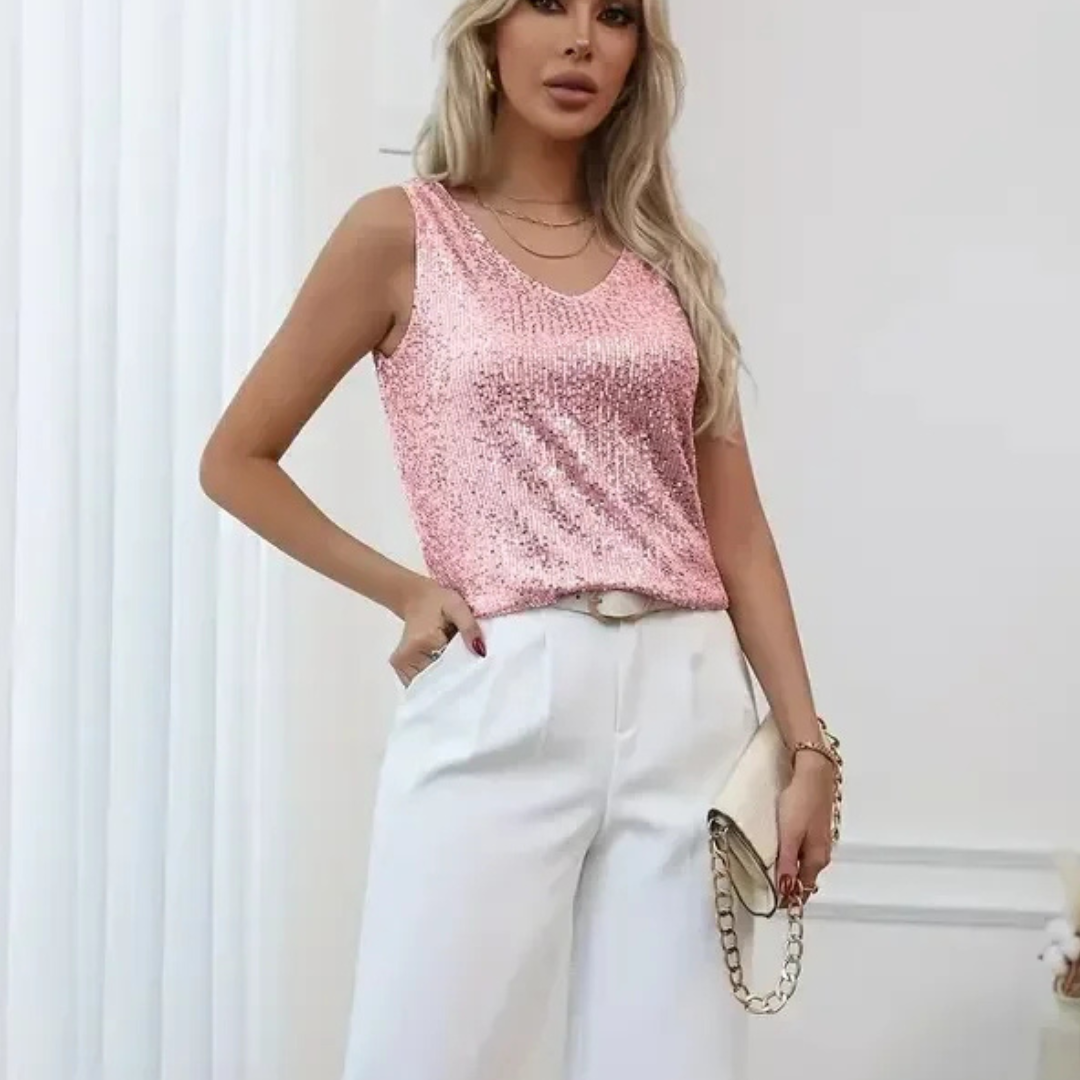 Glitzer Oberteil für den Herbst - Elegante Top Glitzernde Pailletten für Damen