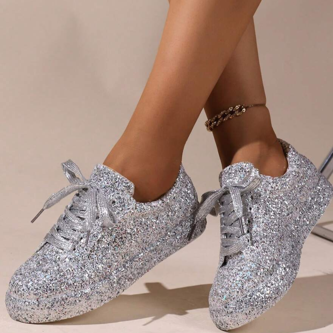 Glitzernde Sneaker | Damen-Sparkling-Sneaker mit rutschfester Sohle