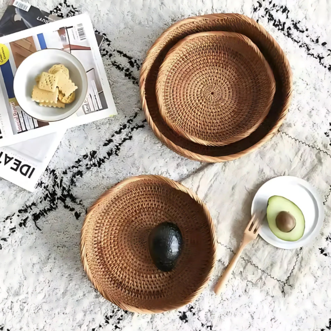 Rustikaler Rattan-Aufbewahrungskorb | Handgeflochtene Küchenkörbe mit natürlichem Charme