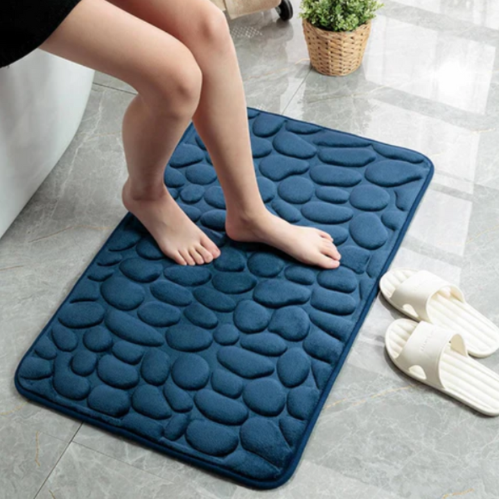 Rutschfeste Badematte mit Steinmuster | Weich, saugfähig & schnell trocknend