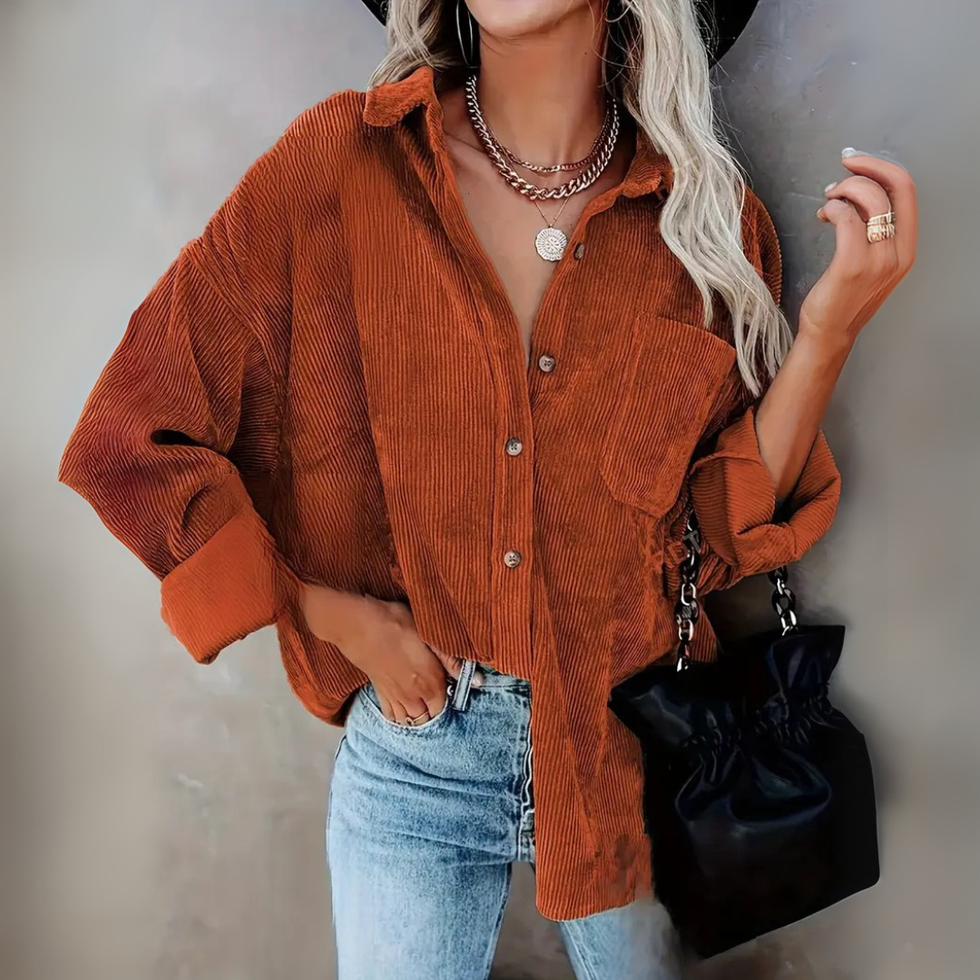 Cordhemd für den Herbst - Stilvolle Rippenflanell Hemdbluse für Damen
